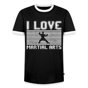 I love martial arts - Men's Ringer Shirt - black/white - Front - AI Model Female 172 light (172cm) & AI Model Male 178 light (178cm)