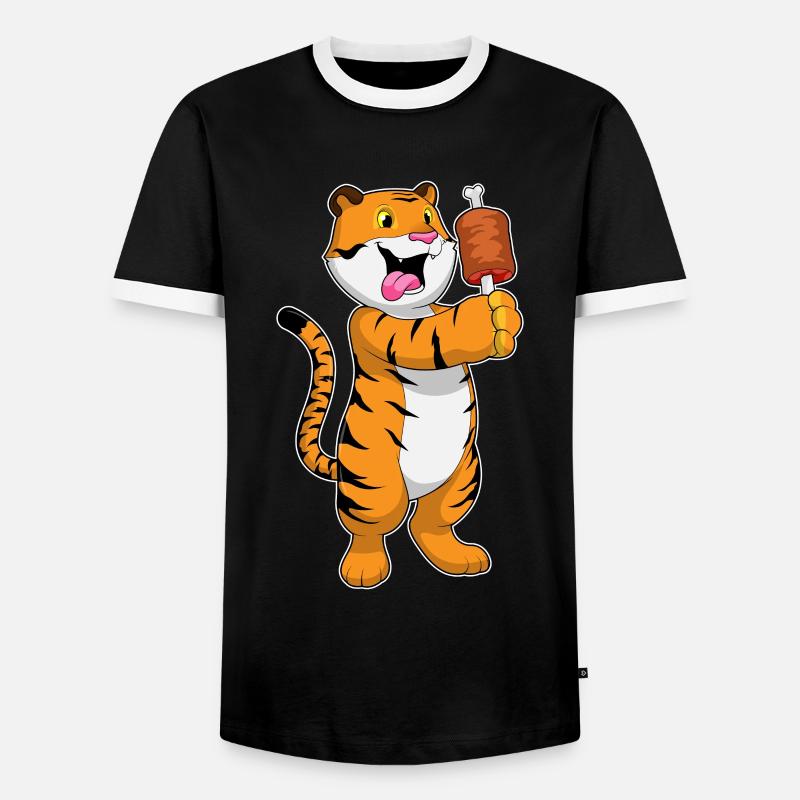 Tiger mit Fleisch - Männer Kontrast-T-Shirt - Schwarz/Weiß