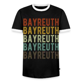 Bayreuth City Retro Vintage - Men's Ringer Shirt - black/white - Front - AI Model Female 172 light (172cm) & AI Model Male 178 light (178cm)