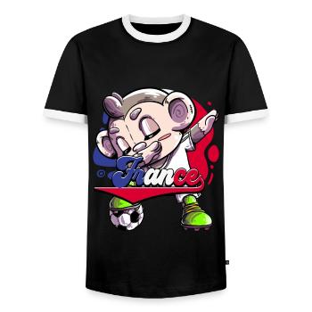 Frankreich Fußball - Männer Kontrast-T-Shirt - Schwarz/Weiß - Vorne - AI Model Female 172 light (172cm) & AI Model Male 178 light (178cm)