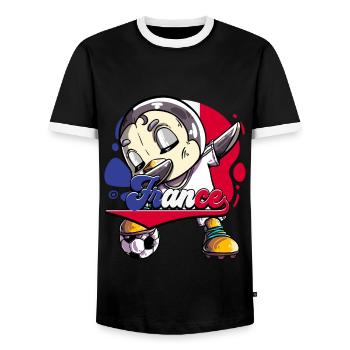 Frankreich Fußball - Männer Kontrast-T-Shirt - Schwarz/Weiß - Vorne - AI Model Female 172 light (172cm) & AI Model Male 178 light (178cm)