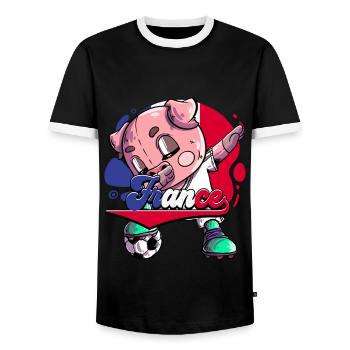 Frankreich Fußball - Männer Kontrast-T-Shirt - Schwarz/Weiß - Vorne - AI Model Female 172 light (172cm) & AI Model Male 178 light (178cm)