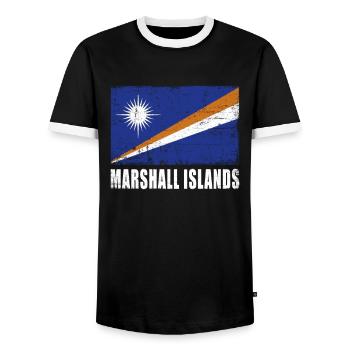 Drapeau des Îles Marshall Grunge Drapeau des Îles Marshall - T-shirt contrasté Homme - noir/blanc - Devant - AI Model Female 172 light (172cm) & AI Model Male 178 light (178cm)