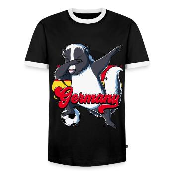 Germany Football - Men's Ringer Shirt - black/white - Front - AI Model Female 172 light (172cm) & AI Model Male 178 light (178cm)