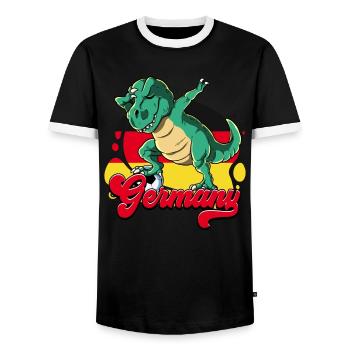 Allemagne Football - T-shirt contrasté Homme - noir/blanc - Devant - AI Model Female 172 light (172cm) & AI Model Male 178 light (178cm)