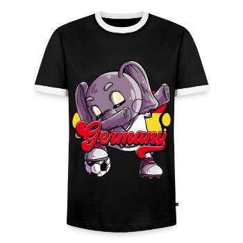 Germany Football - Men's Ringer Shirt - black/white - Front - AI Model Female 172 light (172cm) & AI Model Male 178 light (178cm)