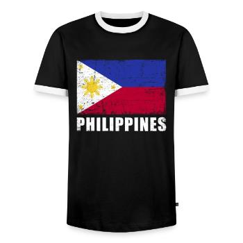 Drapeau des Philippines Grunge Drapeau des Philippines - T-shirt contrasté Homme - noir/blanc - Devant - AI Model Female 172 light (172cm) & AI Model Male 178 light (178cm)