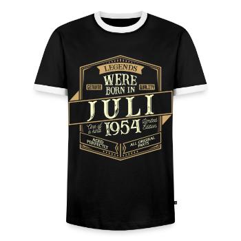 Juillet 1954 Anniversaire homme - T-shirt contrasté Homme - noir/blanc - Devant - AI Model Female 172 light (172cm) & AI Model Male 178 light (178cm)