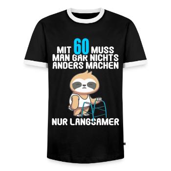 Mit 60 nichts anders nur langsamer 60 Geburtstag - Männer Kontrast-T-Shirt - Schwarz/Weiß - Vorne - AI Model Female 172 light (172cm) & AI Model Male 178 light (178cm)