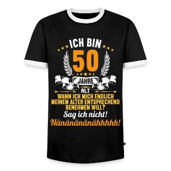 Ich bin 50 Jahre alt 50 Geburtstag - Männer Kontrast-T-Shirt - Schwarz/Weiß - Vorne - AI Model Female 172 light (172cm) & AI Model Male 178 light (178cm)