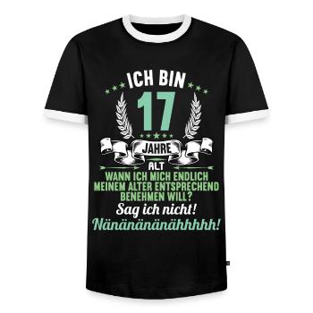 Ich bin 17 Jahre alt 17 Geburtstag - Männer Kontrast-T-Shirt - Schwarz/Weiß - Vorne - AI Model Female 172 light (172cm) & AI Model Male 178 light (178cm)