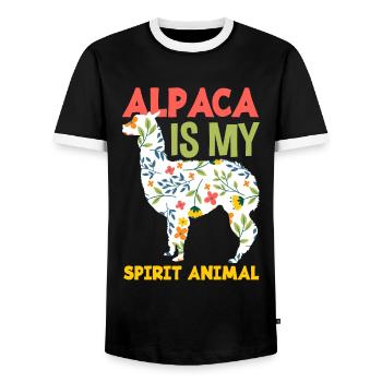 Alpaka Blumen Tier Geschenk - Männer Kontrast-T-Shirt - Schwarz/Weiß - Vorne - AI Model Female 172 light (172cm) & AI Model Male 178 light (178cm)