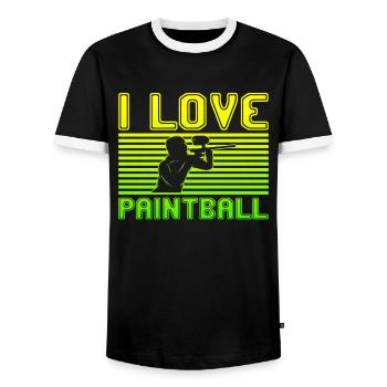 I love paintball - Männer Kontrast-T-Shirt - Schwarz/Weiß - Vorne - AI Model Female 172 light (172cm) & AI Model Male 178 light (178cm)