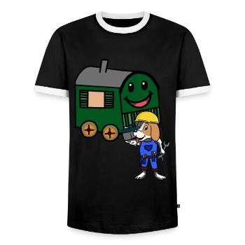 Bauwagen Handwerker Handwerk Zimmermann Hütte - Männer Kontrast-T-Shirt - Schwarz/Weiß - Vorne - AI Model Female 172 light (172cm) & AI Model Male 178 light (178cm)