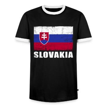 Slovakia Flag Grunge Slovakia Flag - Men's Ringer Shirt - black/white - Front - AI Model Female 172 light (172cm) & AI Model Male 178 light (178cm)