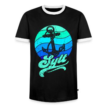 Sylt - Männer Kontrast-T-Shirt - Schwarz/Weiß - Vorne - AI Model Female 172 light (172cm) & AI Model Male 178 light (178cm)