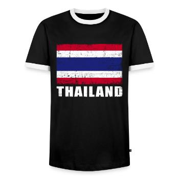 Thailand Flagge Grunge Thailand Fahne - Männer Kontrast-T-Shirt - Schwarz/Weiß - Vorne - AI Model Female 172 light (172cm) & AI Model Male 178 light (178cm)