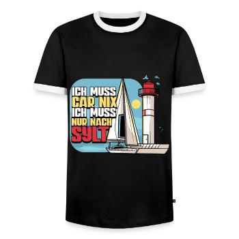 Sylt - Männer Kontrast-T-Shirt - Schwarz/Weiß - Vorne - AI Model Female 172 light (172cm) & AI Model Male 178 light (178cm)