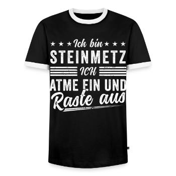 Steinmetz spruch geschenk Männer Geschenkidee - Männer Kontrast-T-Shirt - Schwarz/Weiß - Vorne - AI Model Female 172 light (172cm) & AI Model Male 178 light (178cm)