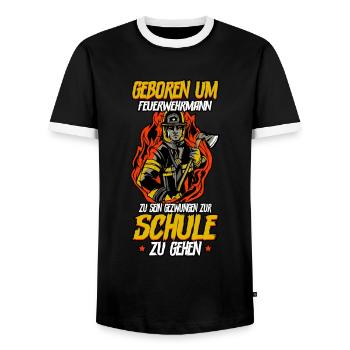 Feuerwehr Feuerwehrmann - Männer Kontrast-T-Shirt - Schwarz/Weiß - Vorne - AI Model Female 172 light (172cm) & AI Model Male 178 light (178cm)