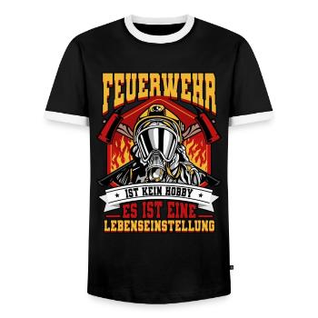 Feuerwehr Feuerwehrmann - Männer Kontrast-T-Shirt - Schwarz/Weiß - Vorne - AI Model Female 172 light (172cm) & AI Model Male 178 light (178cm)