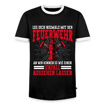 Feuerwehr Feuerwehrmann - Männer Kontrast-T-Shirt - Schwarz/Weiß - Vorne - AI Model Female 172 light (172cm) & AI Model Male 178 light (178cm)
