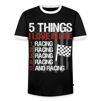 Racing Motorsport Saying - Men's Ringer Shirt - black/white - Front - AI Model Female 172 light (172cm) & AI Model Male 178 light (178cm)