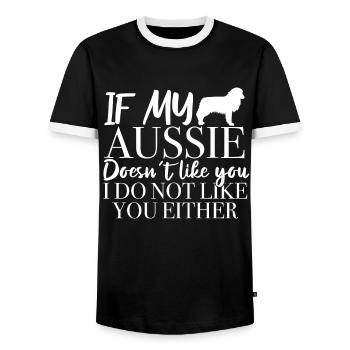 Australischer Schäferhund Hundebesitzer Geschenk - Männer Kontrast-T-Shirt - Schwarz/Weiß - Vorne - AI Model Female 172 light (172cm) & AI Model Male 178 light (178cm)