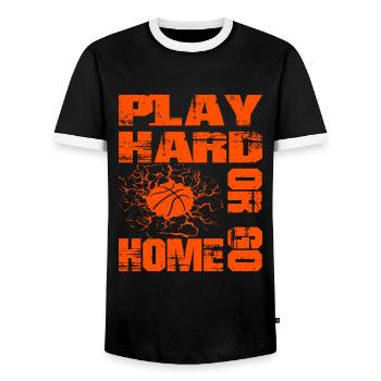 Basketball Play Hard Or Go Home - Basketball Fan - T-shirt contrasté Homme - noir/blanc - Devant - AI Model Female 172 light (172cm) & AI Model Male 178 light (178cm)