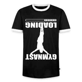 Gymnastic Man Cheerleading - Proud Gymnast Loading - Männer Kontrast-T-Shirt - Schwarz/Weiß - Vorne - AI Model Female 172 light (172cm) & AI Model Male 178 light (178cm)