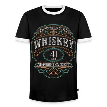 41 Jahre Ich bin wie guter Whisky 41. Geburtstag - Männer Kontrast-T-Shirt - Schwarz/Weiß - Vorne - AI Model Female 172 light (172cm) & AI Model Male 178 light (178cm)