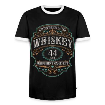44 Jahre Ich bin wie guter Whisky 44. Geburtstag - Männer Kontrast-T-Shirt - Schwarz/Weiß - Vorne - AI Model Female 172 light (172cm) & AI Model Male 178 light (178cm)