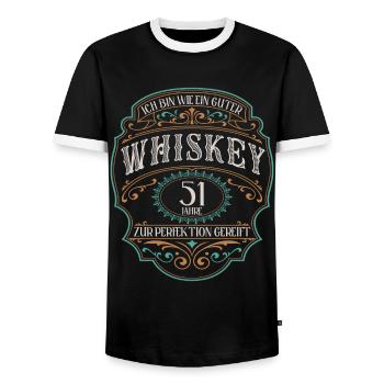 51 Jahre Ich bin wie guter Whisky 51. Geburtstag - Männer Kontrast-T-Shirt - Schwarz/Weiß - Vorne - AI Model Female 172 light (172cm) & AI Model Male 178 light (178cm)