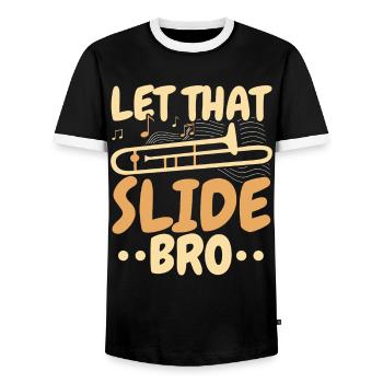 Let That Slide Bro Posaunist Musiker - Männer Kontrast-T-Shirt - Schwarz/Weiß - Vorne - AI Model Female 172 light (172cm) & AI Model Male 178 light (178cm)