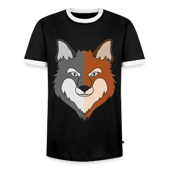 Forest animal wild animal motif with fox design - Men's Ringer Shirt - black/white - Front - AI Model Female 172 light (172cm) & AI Model Male 178 light (178cm)