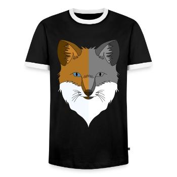 Forest animal wild animal motif with fox design - Men's Ringer Shirt - black/white - Front - AI Model Female 172 light (172cm) & AI Model Male 178 light (178cm)