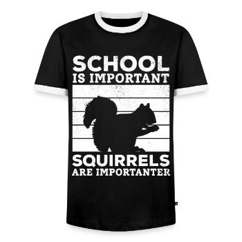 School is important, but squirrels are important - Men's Ringer Shirt - black/white - Front - AI Model Female 172 light (172cm) & AI Model Male 178 light (178cm)