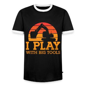 Construction Workers Excavators Excavator Driver Excavator Gift - Men's Ringer Shirt - black/white - Front - AI Model Female 172 light (172cm) & AI Model Male 178 light (178cm)