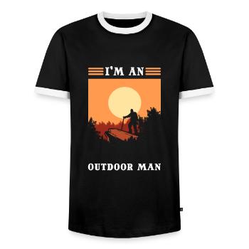 Je suis un homme de plein air randonnée escalade - T-shirt contrasté Homme - noir/blanc - Devant - AI Model Female 172 light (172cm) & AI Model Male 178 light (178cm)