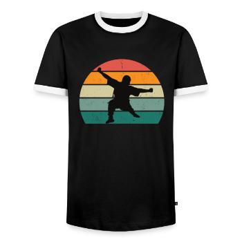 Martial Arts Martial Arts Judo Aikido Karate Boxing - Men's Ringer Shirt - black/white - Front - AI Model Female 172 light (172cm) & AI Model Male 178 light (178cm)