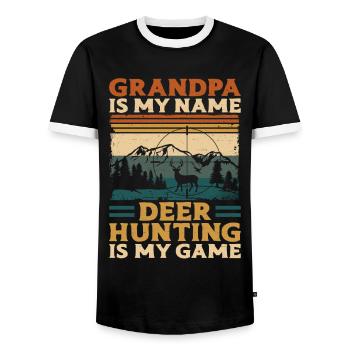 Buck Deer Hunting Hunter - Männer Kontrast-T-Shirt - Schwarz/Weiß - Vorne - AI Model Female 172 light (172cm) & AI Model Male 178 light (178cm)