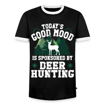 Buck Deer Hunting Hunter Today's - Men's Ringer Shirt - black/white - Front - AI Model Female 172 light (172cm) & AI Model Male 178 light (178cm)