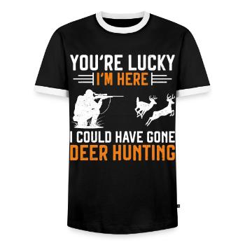 Buck Deer Hunting Hunter You're - Männer Kontrast-T-Shirt - Schwarz/Weiß - Vorne - AI Model Female 172 light (172cm) & AI Model Male 178 light (178cm)