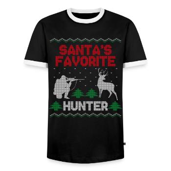 Buck Deer Hunting Hunter Christmas - Männer Kontrast-T-Shirt - Schwarz/Weiß - Vorne - AI Model Female 172 light (172cm) & AI Model Male 178 light (178cm)