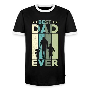 Meilleur père de tous les temps Retro Two Kids Best - T-shirt contrasté Homme - noir/blanc - Devant - AI Model Female 172 light (172cm) & AI Model Male 178 light (178cm)
