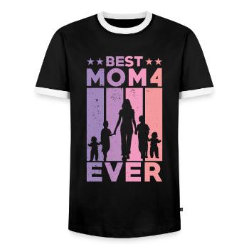 Beste Mutter Aller Zeiten Retro Vier Kinder Beste - Männer Kontrast-T-Shirt - Schwarz/Weiß - Vorne - AI Model Female 172 light (172cm) & AI Model Male 178 light (178cm)