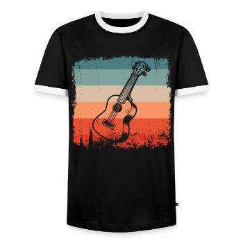 Gitarrist Retro Gitarre Silhouette Gitarrist - Männer Kontrast-T-Shirt - Schwarz/Weiß - Vorne - AI Model Female 172 light (172cm) & AI Model Male 178 light (178cm)