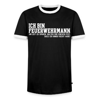 Ich bin Feuerwehrmann Feuerwehr - Männer Kontrast-T-Shirt - Schwarz/Weiß - Vorne - AI Model Female 172 light (172cm) & AI Model Male 178 light (178cm)