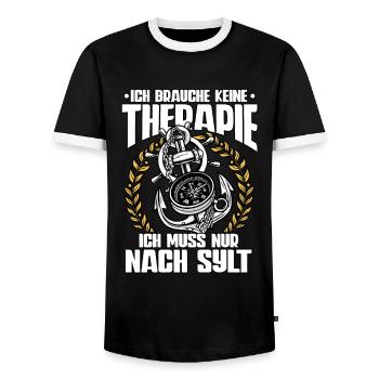 Sylt - Männer Kontrast-T-Shirt - Schwarz/Weiß - Vorne - AI Model Female 172 light (172cm) & AI Model Male 178 light (178cm)