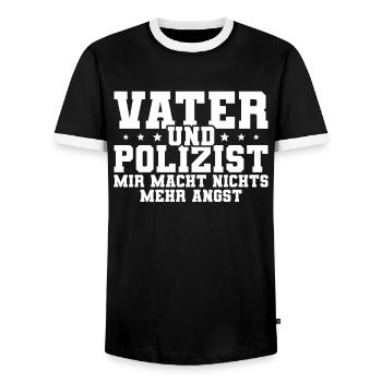 Polizist Polizei Papa - Männer Kontrast-T-Shirt - Schwarz/Weiß - Vorne - AI Model Female 172 light (172cm) & AI Model Male 178 light (178cm)